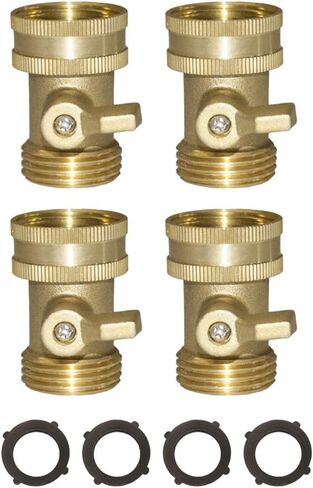 HQMPC Garden Hose Shut Off Valve 3/4" GHT Water Hose Shut Turn Off Valve Heavy Duty Hose On Off Valve Brass Shut Off Valve Hose Ball Valve 2 Pack With 4Pcs Washers in Kuwait