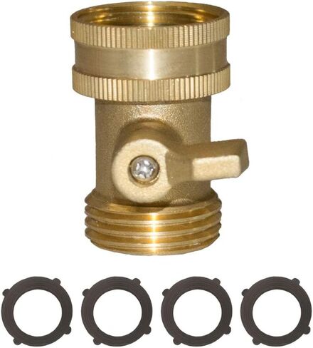 HQMPC Garden Hose Shut Off Valve 3/4" GHT Water Hose Shut Turn Off Valve Heavy Duty Hose On Off Valve Brass Shut Off Valve Hose Ball Valve 2 Pack With 4Pcs Washers in Kuwait