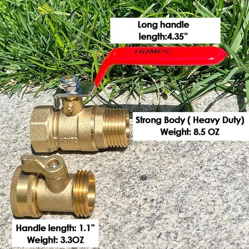 HQMPC Garden Hose Shut Off Valve 3/4" GHT Water Hose Shut Turn Off Valve Heavy Duty Hose On Off Valve Brass Shut Off Valve Hose Ball Valve 2 Pack With 4Pcs Washers in Kuwait