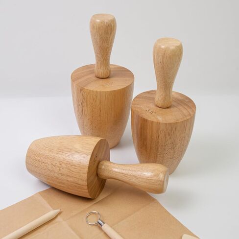 Cup Pottery Molds Clay Tools 3.1" & 3.4" & 3.7" Set of 3 Wooden Pottery Tools for Creating Pottery Mug Vases (Style B) in Kuwait