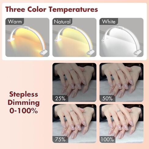 Fahkns Half Moon Light لمكتب الأظافر مع حامل الهاتف ، مصباح نصف مون قابل للطي مقاس 28 بوصة ، ضوء LED لمانيكير ، امتداد الرموش ، الوشم ، الحرف ، الأبيض in Kuwait