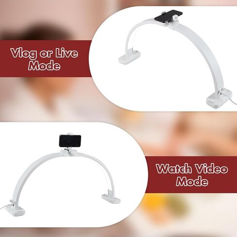 Fahkns Half Moon Light لمكتب الأظافر مع حامل الهاتف ، مصباح نصف مون قابل للطي مقاس 28 بوصة ، ضوء LED لمانيكير ، امتداد الرموش ، الوشم ، الحرف ، الأبيض in Kuwait