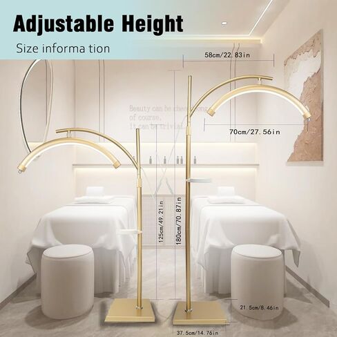 Lash Light Light Ensthetician Lamp for lash extensions - LED lash lash lamp half moon ring light for tech tech with playets and phone rolder light for tattoo ، in Kuwait
