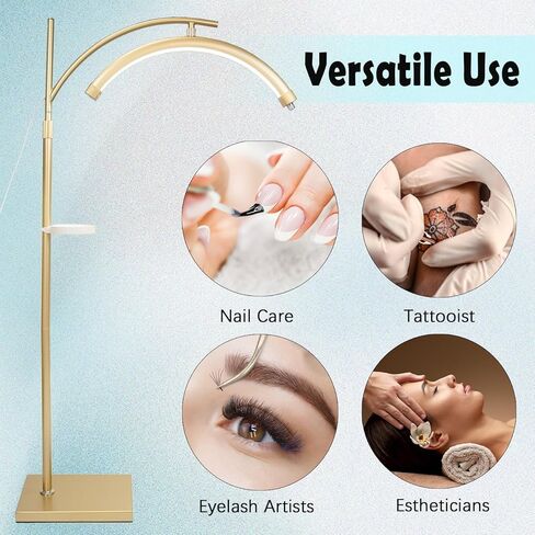 Lash Light Light Ensthetician Lamp for lash extensions - LED lash lash lamp half moon ring light for tech tech with playets and phone rolder light for tattoo ، in Kuwait