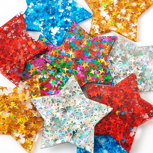 Beadthoven DIY 5 أزواج بريق بريق النجمة أكريليك متدلية تصنيع طقم طقم أقطاب متسلسلات بوهميان بأقراط بوهيمية مع حلقات حلقات حلقات القفزة ملحقات أقراط لصنع المجوهرات. in Kuwait