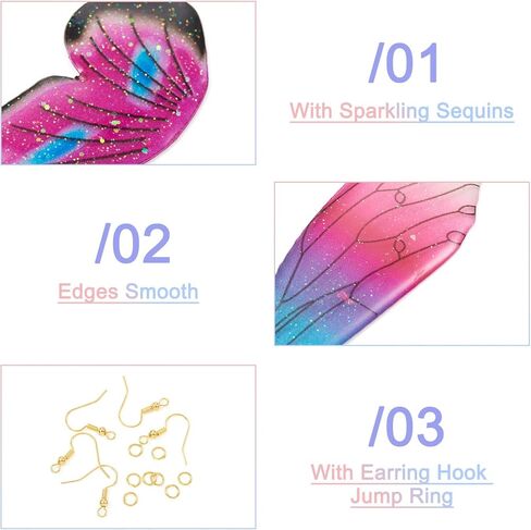 Beadthoven DIY 5 Pairs Glitter Star Acrylic Dangle Earring Making Kit Sparkly Sequin Bohemian Earrings Pieces with Earring Hooks Jump Rings Statement Earrings Accessory for Jewelry Making Gift in Kuwait