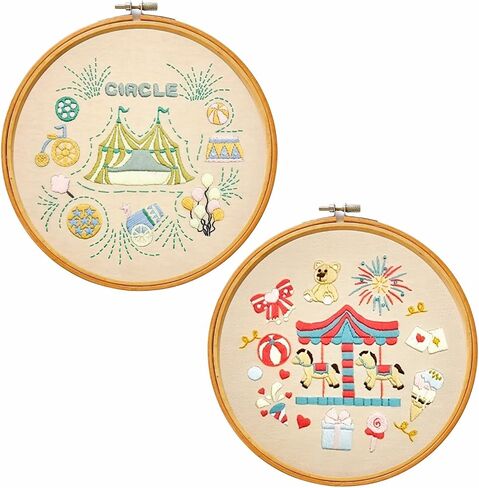 Fruasio Carnival Embroidery Kit, Circus-Themed Embroidery Set for Beginners, DIY Embroidery Bamboo Hoop Art, Perfect for Home Décor and Gifts(Castle & Carnival) in Saudi Arabia