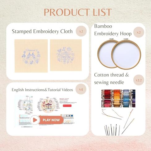 Fruasio Carnival Embroidery Kit, Circus-Themed Embroidery Set for Beginners, DIY Embroidery Bamboo Hoop Art, Perfect for Home Décor and Gifts(Castle & Carnival) in Saudi Arabia