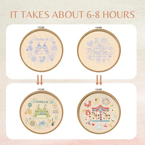 Fruasio Carnival Embroidery Kit, Circus-Themed Embroidery Set for Beginners, DIY Embroidery Bamboo Hoop Art, Perfect for Home Décor and Gifts(Castle & Carnival) in Saudi Arabia