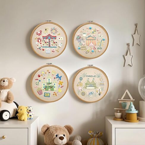 Fruasio Carnival Embroidery Kit, Circus-Themed Embroidery Set for Beginners, DIY Embroidery Bamboo Hoop Art, Perfect for Home Décor and Gifts(Castle & Carnival) in Saudi Arabia