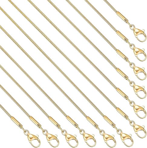 12 Pack Necklace Chains Bulk Gold Plated Stainless Steel Snake Chain Necklace for DIY Jewelry Making in Kuwait