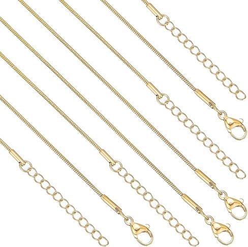 12 Pack Necklace Chains Bulk Gold Plated Stainless Steel Snake Chain Necklace for DIY Jewelry Making in Kuwait