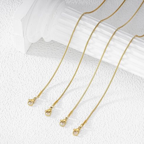 12 Pack Necklace Chains Bulk Gold Plated Stainless Steel Snake Chain Necklace for DIY Jewelry Making in Kuwait