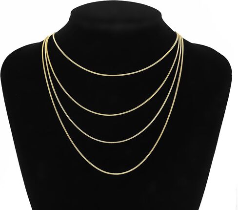 12 Pack Necklace Chains Bulk Gold Plated Stainless Steel Snake Chain Necklace for DIY Jewelry Making in Kuwait
