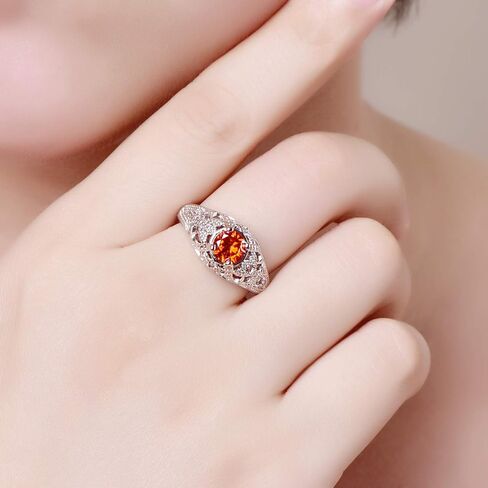 Silver Plated Round Cut Created Ruby Spinel CZ Cubic Zirconia Filled Halo Wedding Engagement Band Elegant Women's Ring for Mom Bridal Lover 6# in Saudi Arabia