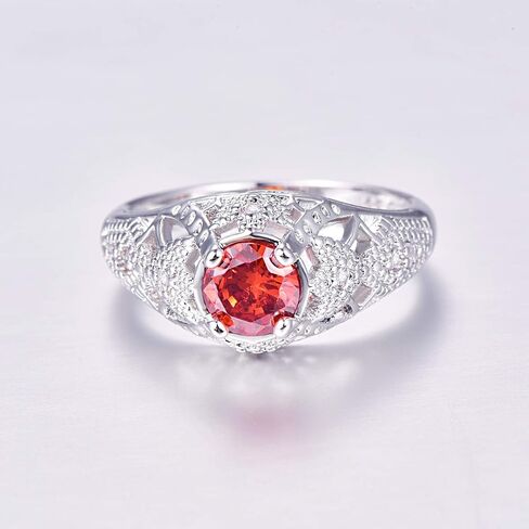 Silver Plated Round Cut Created Ruby Spinel CZ Cubic Zirconia Filled Halo Wedding Engagement Band Elegant Women's Ring for Mom Bridal Lover 6# in Saudi Arabia