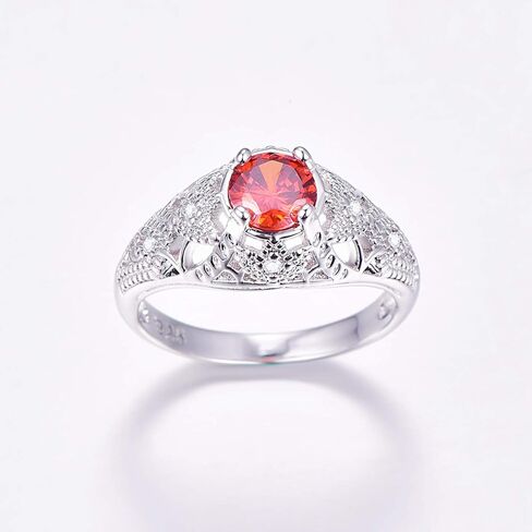 Silver Plated Round Cut Created Ruby Spinel CZ Cubic Zirconia Filled Halo Wedding Engagement Band Elegant Women's Ring for Mom Bridal Lover 6# in Saudi Arabia