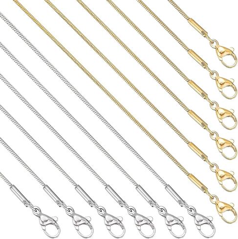 12 Pack Necklace Chains Bulk Gold Plated Stainless Steel Snake Chain Necklace for DIY Jewelry Making in Kuwait