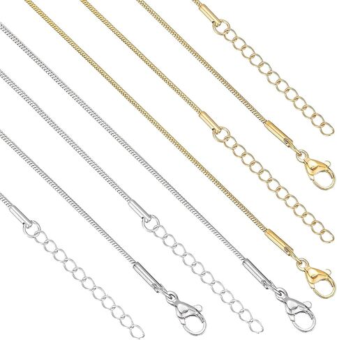 12 Pack Necklace Chains Bulk Gold Plated Stainless Steel Snake Chain Necklace for DIY Jewelry Making in Kuwait