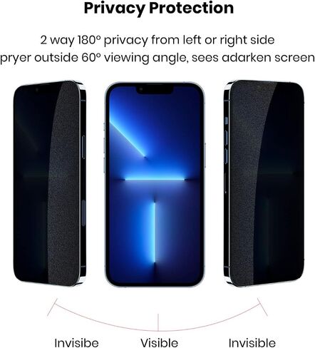 4 Way 360° Privacy Glass Screen Protector for iPhone 16 Pro, Horizontal and Vertical Anti Spy Tempered Glass Screen Film for Apple iPhone 16 Pro [6.3"] in Kuwait