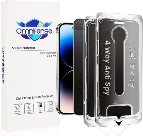 4 Way 360° Privacy Glass Screen Protector for iPhone 16 Pro, Horizontal and Vertical Anti Spy Tempered Glass Screen Film for Apple iPhone 16 Pro [6.3"] in Kuwait