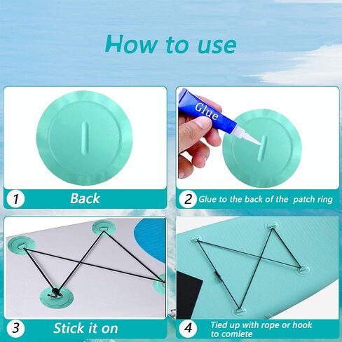 6 Pack 3.15'' Stainless Steel D-Ring Circular Patch for PVC Inflatable Boat Kayak SUP Canoe Deck Surfboard Accessories,NO Glue Include. in Kuwait