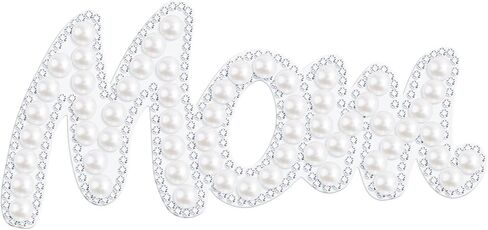 Personalized Mothers Day Gifts for Mom Pearl Iron On Letters for Clothing Bling Rhinestone Iron On Patch for Jeans Hats Jackets Decor (Mom) in Kuwait
