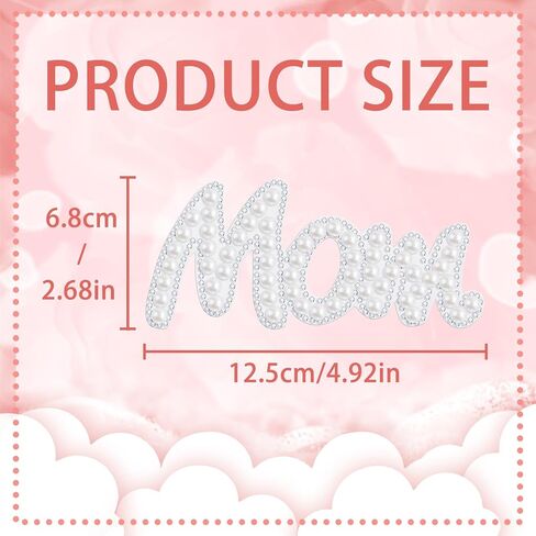 Personalized Mothers Day Gifts for Mom Pearl Iron On Letters for Clothing Bling Rhinestone Iron On Patch for Jeans Hats Jackets Decor (Mom) in Kuwait
