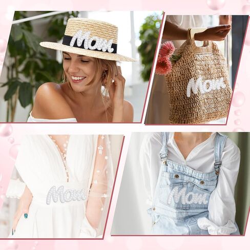 Personalized Mothers Day Gifts for Mom Pearl Iron On Letters for Clothing Bling Rhinestone Iron On Patch for Jeans Hats Jackets Decor (Mom) in Kuwait