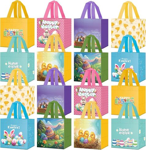 ysmile Easter Egg Hunt Bag, Non-Woven Easter Gift Bag for Kids Reusable with Handle, Carrot Bunny Chick Basket, Treat Bag 8 Pack in Saudi Arabia