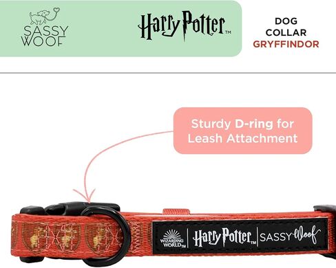 طوق الكلاب Harry Potter ™ Gryffindor - M ، قابلة للتعديل ، متينة ، مريحة وأنيقة للحيوانات الأليفة للكلاب المتوسطة - مرخصة رسميًا in Saudi Arabia