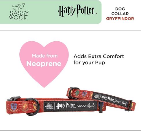 طوق الكلاب Harry Potter ™ Gryffindor - M ، قابلة للتعديل ، متينة ، مريحة وأنيقة للحيوانات الأليفة للكلاب المتوسطة - مرخصة رسميًا in Saudi Arabia