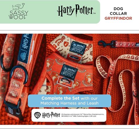 طوق الكلاب Harry Potter ™ Gryffindor - M ، قابلة للتعديل ، متينة ، مريحة وأنيقة للحيوانات الأليفة للكلاب المتوسطة - مرخصة رسميًا in Saudi Arabia