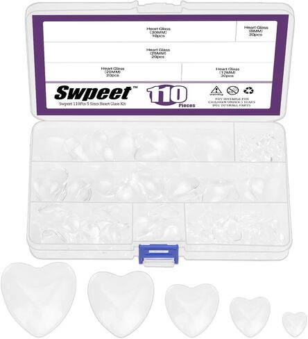 Swpeet 115Pcs 4 Sizes Teardrop Transparent Glass Dome Cabochons Tiles Assortment Kit, Clear Glass Cabochons Tiles for Photo Pendant Necklace Jewelry Making Craft in Kuwait