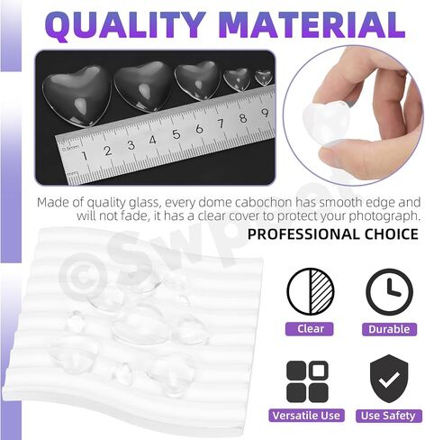 Swpeet 115Pcs 4 Sizes Teardrop Transparent Glass Dome Cabochons Tiles Assortment Kit, Clear Glass Cabochons Tiles for Photo Pendant Necklace Jewelry Making Craft in Kuwait