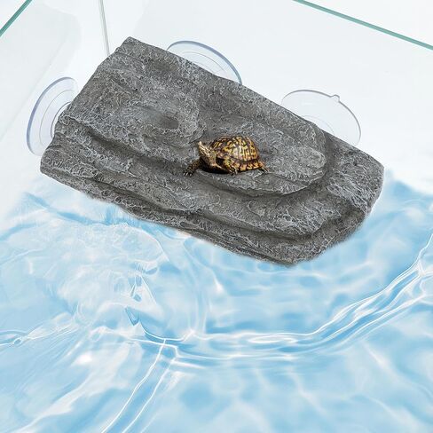 Turtle Basking Platform, Floating Turtle Docks with Suction Cups, Resin Floating Turtle Platform, Tortoise Climbing Platform for Decoration, Black Gray in Saudi Arabia