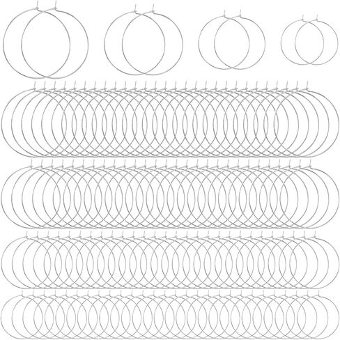 Joez Wonderful 280 Pcs Earring Beading Hoops, Gold Silver Earring Findings, Hypoallergenic Earring Making Kit, Jewelry Accessories Supplies for Jewelry Making (20mm, 25mm, 30mm, 35mm) in Saudi Arabia