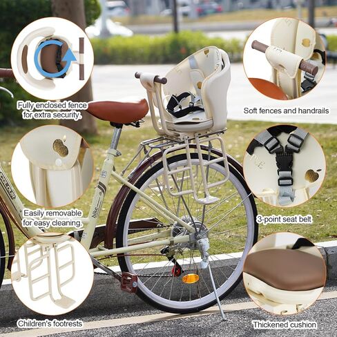 Rear Child Bike Seat, Adjustable Backrest Rear Bike Seat, Foldable and Rotatable Rear Mounted Child Bike Seat, New Comfortable Child Rear Seat, Suitable for Most Bicycle Rear Frames in Saudi Arabia