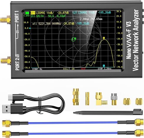 Elikliv Upgraded 4.3" NanoVNA-F V2 Vector Network Analyzer, 50KHz -3GHz Latest V0.4.0 HF VHF UHF Antenna Analyzer Ham Radio, 5000mAh VNA Analyzer Measuring S Parameters, SWR, Phase, Delay, Smith Chart in Kuwait