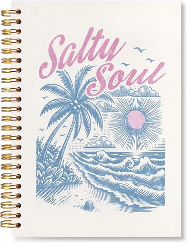 Summer Beach Notebook,Retro Ocean Beach Notebook,Ocean Themed Gifts,Coastal Beach Sunset Hardcover Spiral Journal Notebook 5.5x8.3 Inch in Saudi Arabia
