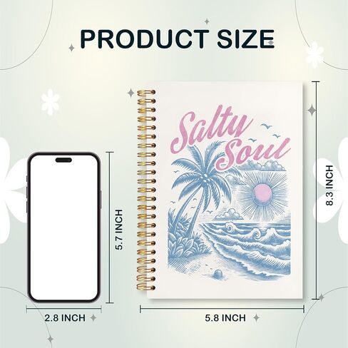 Summer Beach Notebook,Retro Ocean Beach Notebook,Ocean Themed Gifts,Coastal Beach Sunset Hardcover Spiral Journal Notebook 5.5x8.3 Inch in Saudi Arabia