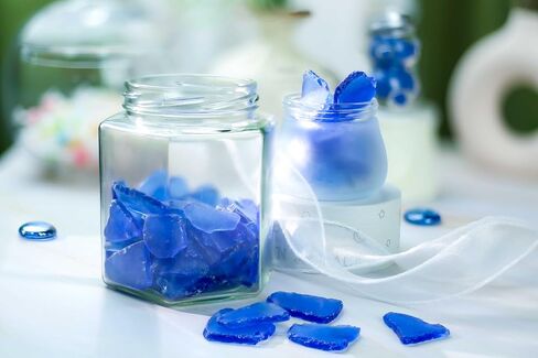 CYS EXCEL Sea Glass 16 Ounces Aqua Blue | Multiple Color Choices Crushed Glass Vase Filler | Aquarium Nautical Décor for Art Crafts Flat Frosted Dyed Color Stone in Saudi Arabia