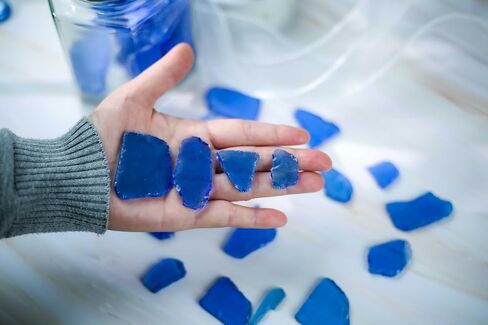 CYS EXCEL Sea Glass 16 Ounces Aqua Blue | Multiple Color Choices Crushed Glass Vase Filler | Aquarium Nautical Décor for Art Crafts Flat Frosted Dyed Color Stone in Saudi Arabia