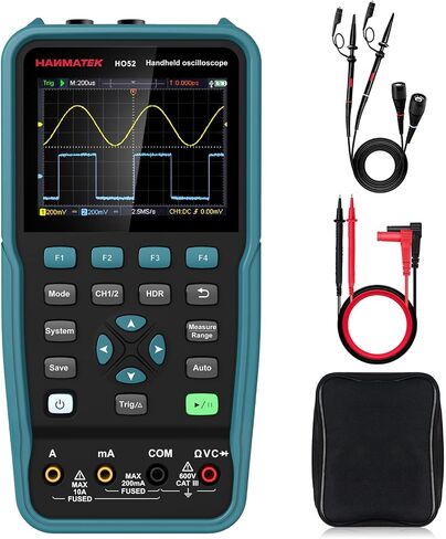 HANMATEK 3 in 1 Handheld Oscilloscope Multimeter,Waveform Generator HO51 with 3.5" TFT Oscilloscop, Auto-Calibration Function, Memory Function, Multi Tester in Kuwait