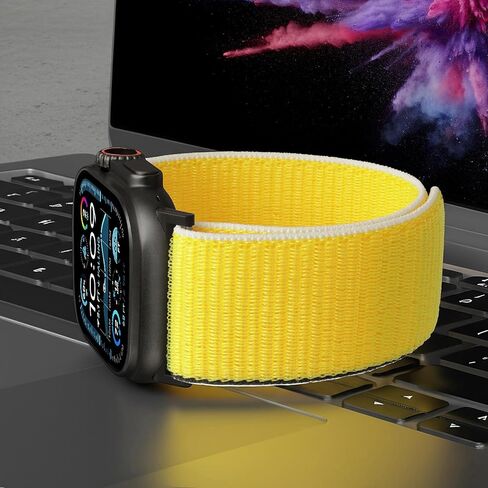 حزام ساعة من نسيج النايلون عريض جدًا متوافق مع ساعة Apple Watch Ultra 49 مم 46 مم 45 مم 44 مم 42 مم 38 مم 40 مم 41 مم، أشرطة رياضية قابلة للتعديل للنساء والرجال in Kuwait