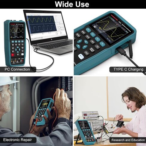 HANMATEK 3 in 1 Handheld Oscilloscope Multimeter,Waveform Generator HO51 with 3.5" TFT Oscilloscop, Auto-Calibration Function, Memory Function, Multi Tester in Kuwait