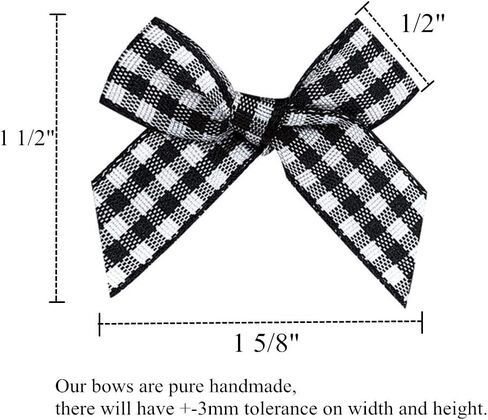 50pcs Mini Gingham Ribbon Bows Flower Flowers Ribbon Plaid Ribbon Bow Plaid Diy Craft للخياطة ، والسردة ، وحفل الزفاف ، والهدية (الوردي والأبيض) in Kuwait