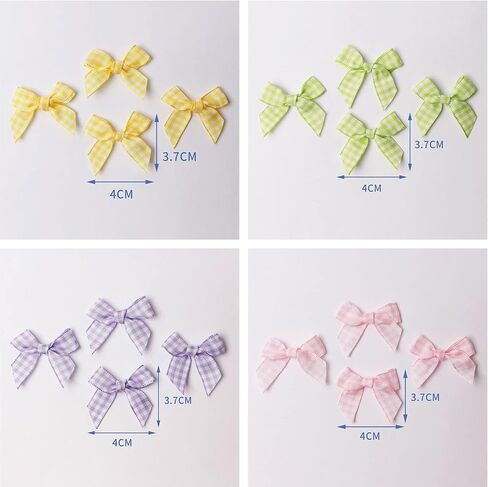 50pcs Mini Gingham Ribbon Bows Flower Flowers Ribbon Plaid Ribbon Bow Plaid Diy Craft للخياطة ، والسردة ، وحفل الزفاف ، والهدية (الوردي والأبيض) in Kuwait