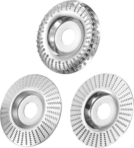 HARFINGTON 3Pcs Wood Carving Disk Set 5 Inch Shaping Carving Sanding Cutting Grinding Wheel Disc with 7/8" Arbor for Angle Grinders, Silver Tone in Kuwait