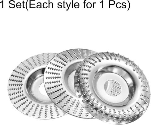 HARFINGTON 3Pcs Wood Carving Disk Set 5 Inch Shaping Carving Sanding Cutting Grinding Wheel Disc with 7/8" Arbor for Angle Grinders, Silver Tone in Kuwait